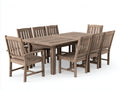 Conjuntos de comedor de jardín de madera 200x100x75 cm - madera natural envejecida - 9 piezas para exterior