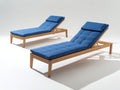 Tumbonas de madera 200x70x90 cm - Azul y madera natural - Juego de 2 con respaldo reclinable