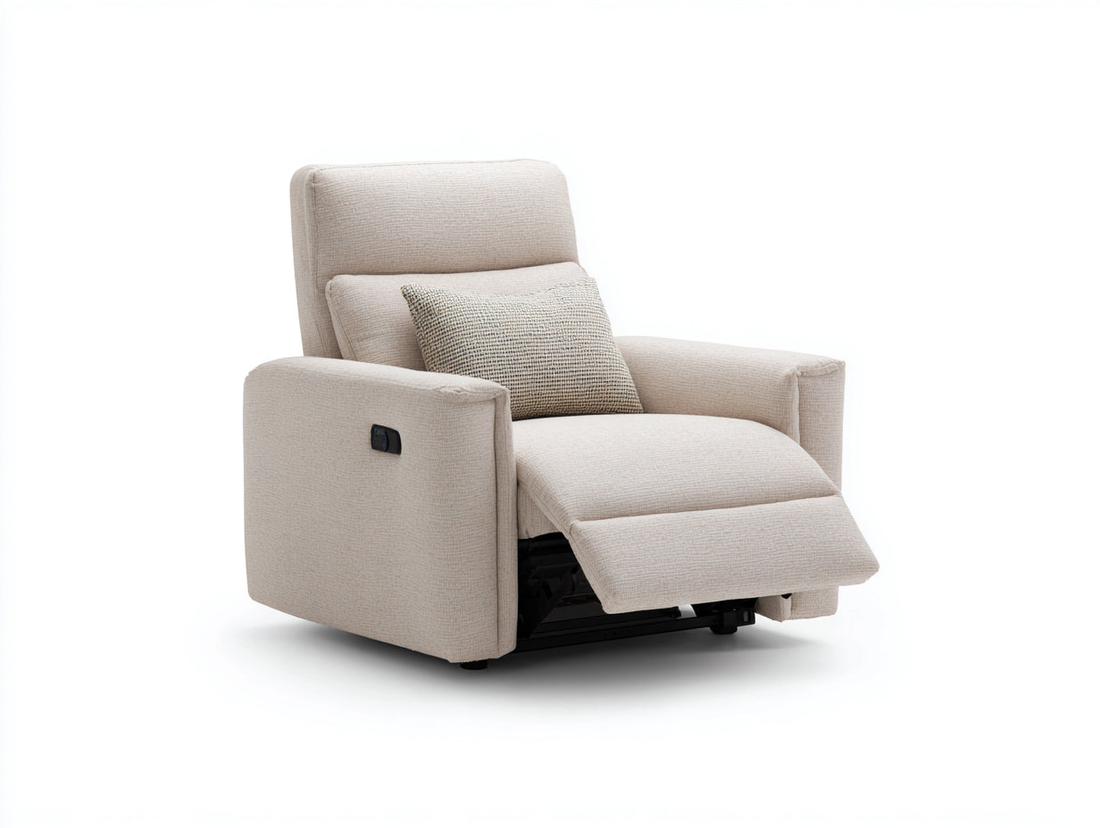 Sillones reclinables tapizado en tela 92x88x103 cm - beige - diseño con reposapiés y mando lateral para salón