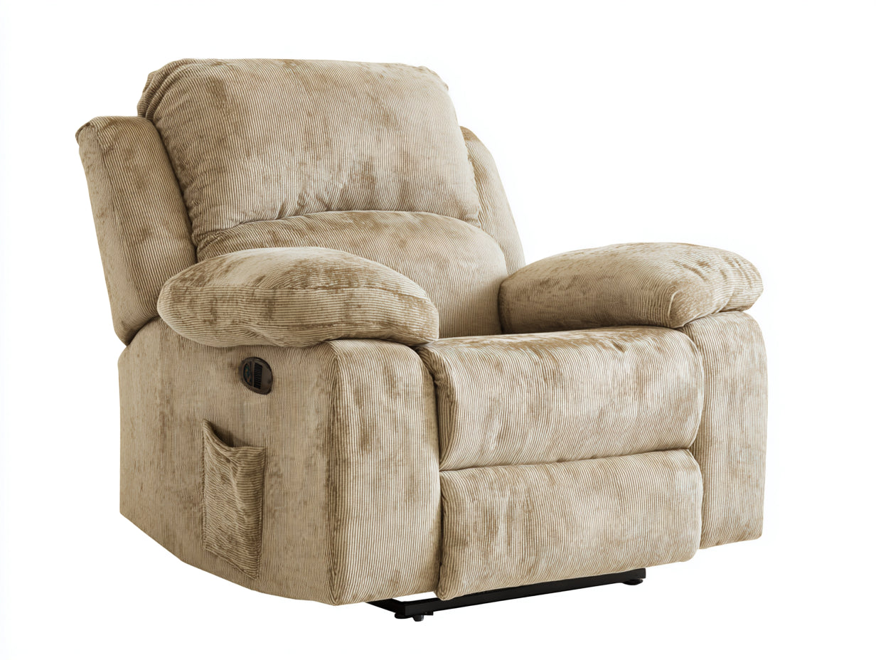 Sillones reclinables tapizado en pana 102x96x100 cm - beige - con reposapiés para salón