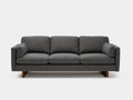 Sofás 3 plazas tapizado en tela 215x86x80 cm - gris oscuro y madera natural - diseño moderno para salón