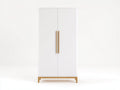 Armarios de madera manufacturada 92x52x185 cm - blanco y madera natural - diseño nórdico con 2 puertas
