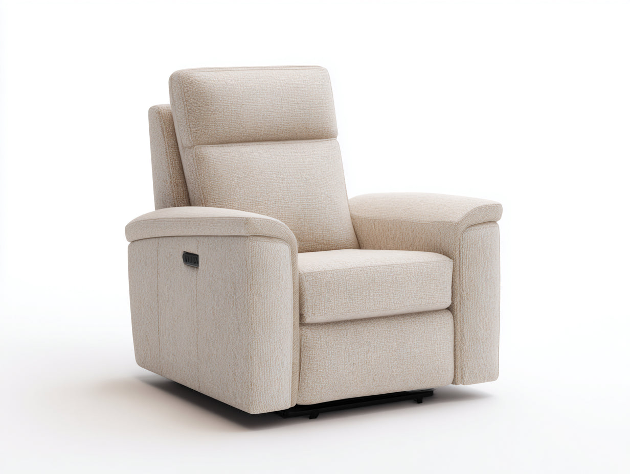Sillones reclinables tapizado en tela texturizada 98x92x103 cm - beige - con reposapiés para salón