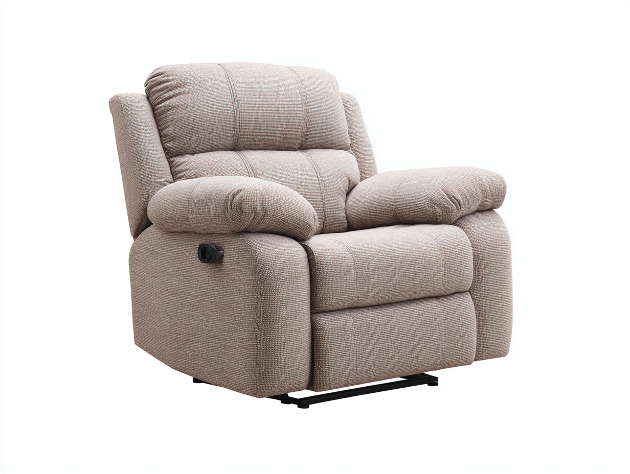 Sillones reclinables tapizado en tela 95x90x102 cm - beige - diseño acolchado manual para salón