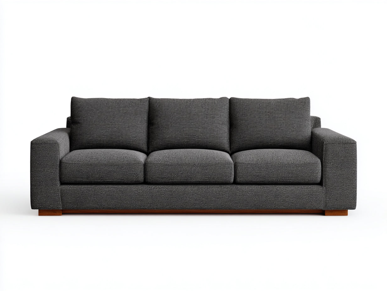 Sofás 3 plazas de tela 220x90x82 cm - gris oscuro y marrón - diseño moderno para salón