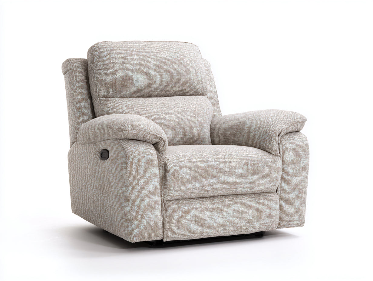 Sillones reclinables de tela texturizada 95x96x103 cm - beige - respaldo acolchado con reposapiés integrado
