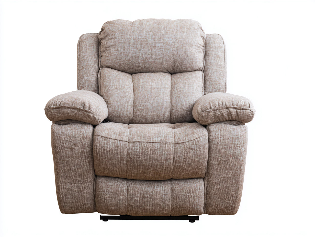 Sillones reclinables de tela 98x92x104 cm - beige jaspeado - reposapiés integrado