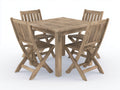 Conjuntos de comedor de jardín de madera 90x90x75 cm - madera natural - mesa cuadrada con 4 sillas