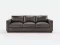 Sofás 3 plazas tapizado efecto piel 225x90x82 cm - marrón oscuro - base de madera