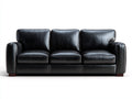 Sofás 3 plazas tapizado efecto piel 220x88x84 cm - negro - con reposabrazos anchos