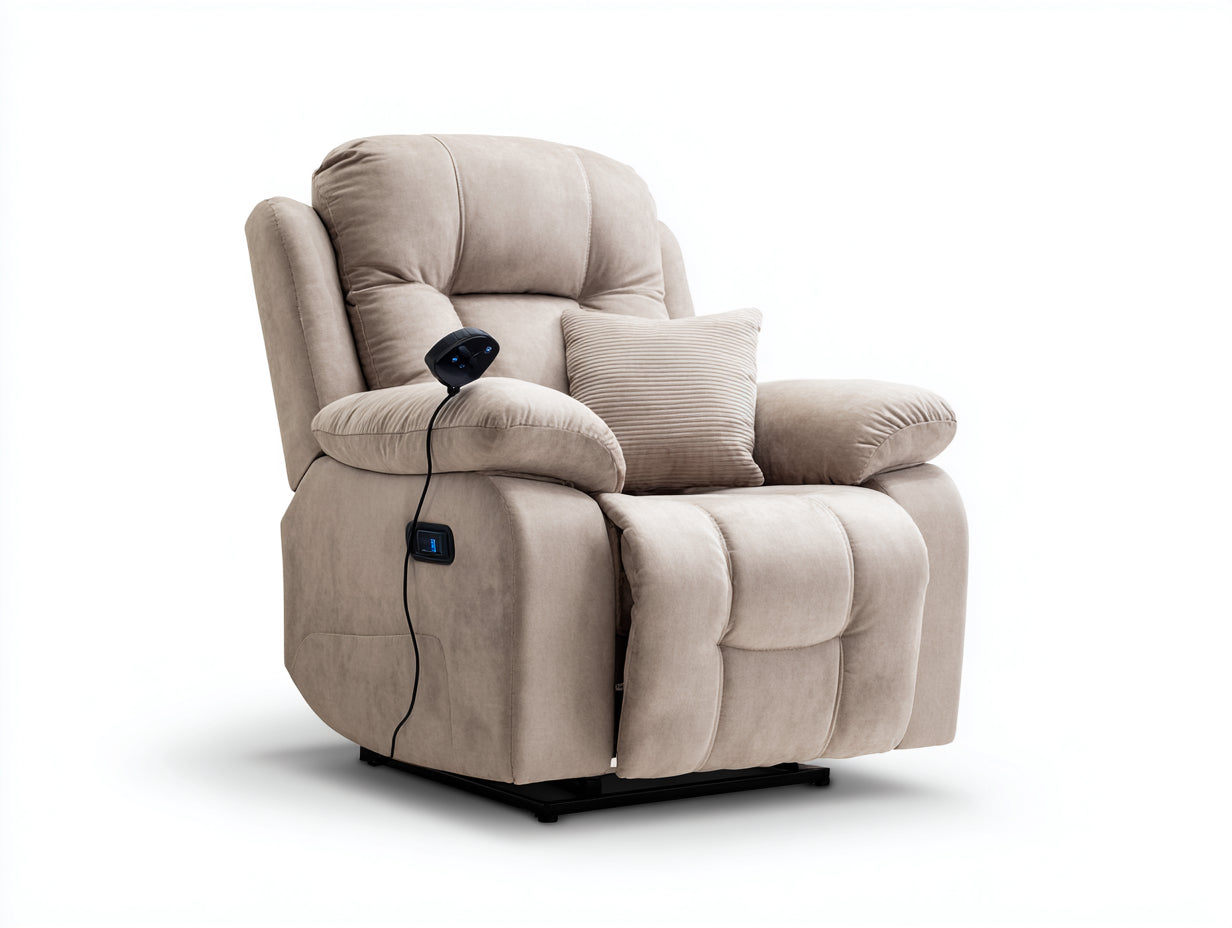 Sillones reclinables tapizado en tela 95x90x105 cm - beige - con reposapiés extensible