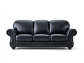 Sofás 3 plazas tapizado efecto piel 225x92x88 cm - negro - reposabrazos enrollados