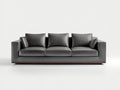 Sofás 3 plazas tapizado efecto piel 230x95x78 cm - gris oscuro y madera oscura - diseño moderno para salón