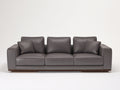 Sofás 3 plazas tapizado efecto piel 230x92x84 cm - gris topo - brazos rectos y base de madera