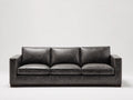 Sofás 3 plazas de piel sintética 218x94x86 cm - Gris oscuro - Acabado envejecido y diseño moderno