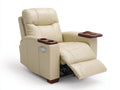 Sillones reclinables de cuero sintético 102x98x105 cm - Beige - Reclinación eléctrica con reposapiés y portavasos
