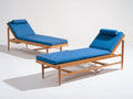 Tumbonas de madera pack de 2 con acolchado azul 195x65x82 cm - respaldo reclinable - diseño exterior