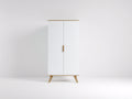 Armarios de 2 puertas tablero de madera 80x45x160 cm - blanco y madera natural - diseño nórdico para dormitorio