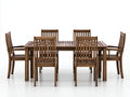 Conjuntos de comedor de jardín de madera 180x90x75 cm - marrón natural - mesa rectangular y 6 sillas
