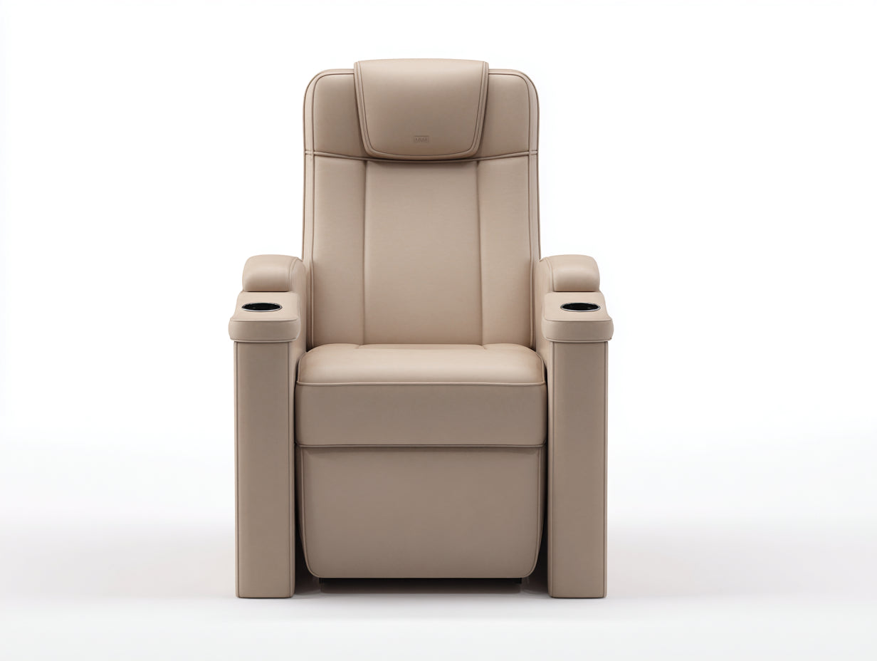 Sillones reclinables de piel sintética 85x92x110 cm - beige - respaldo alto con portavasos para salón