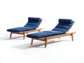 Tumbonas de madera 200x70x85 cm - azul y madera natural - diseño reclinable para exterior