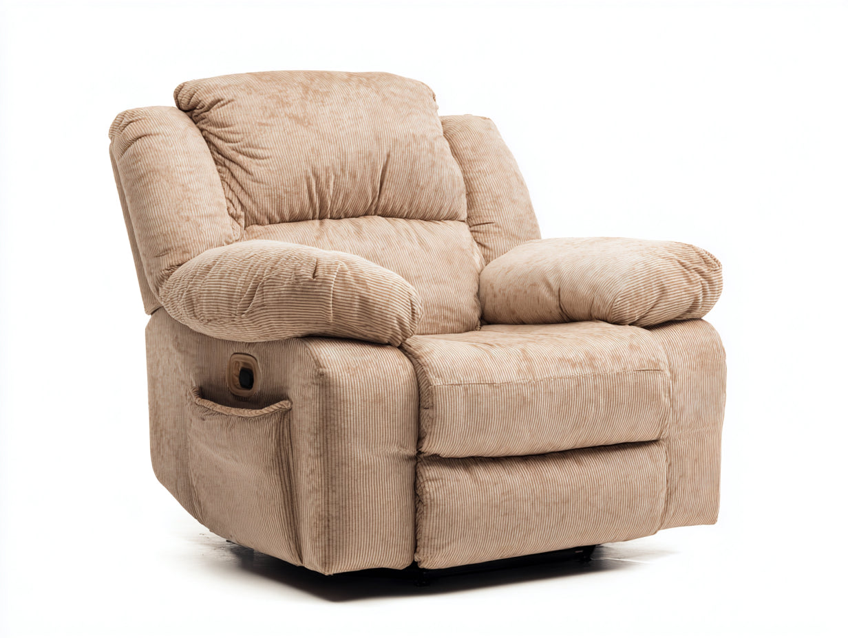 Sillones reclinables tapizado en pana 98x92x104 cm - beige - diseño acolchado con bolsillo para salón