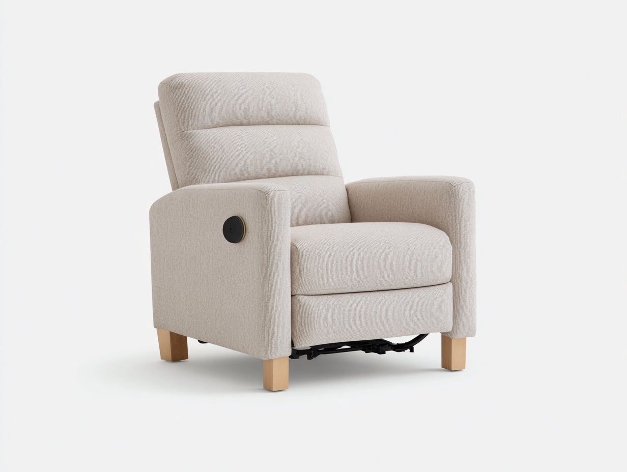 Sillones reclinables de tela 85x88x104 cm - beige - con botón lateral