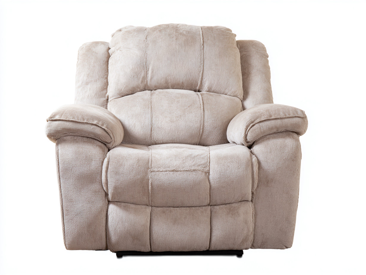 Sillones reclinables de tela texturizada 96x98x102 cm - beige - respaldo alto con reposapiés integrado