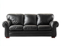 Sofás 3 plazas de piel sintética 210x90x90 cm - Negro - Diseño clásico para salón