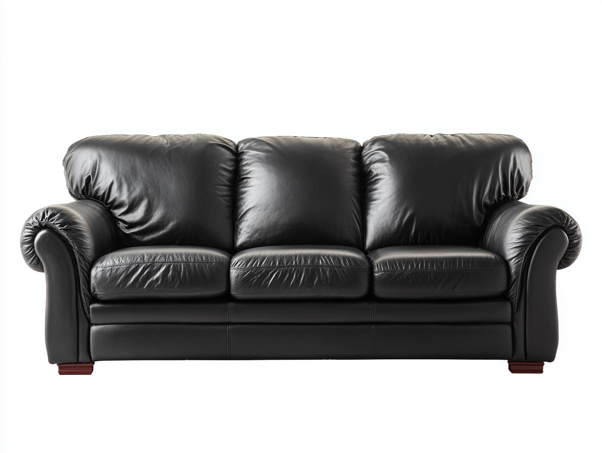 Sofás 3 plazas de piel sintética 210x90x90 cm - Negro - Diseño clásico para salón
